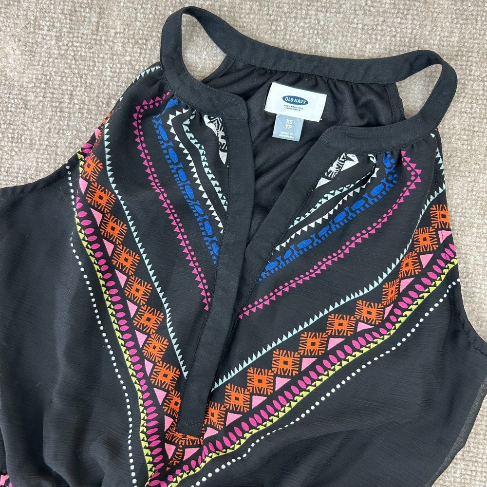 Old Navy Maxi Dress Womens XS Multicolor Geometric‎ Lined Sleeveless Halter Neck